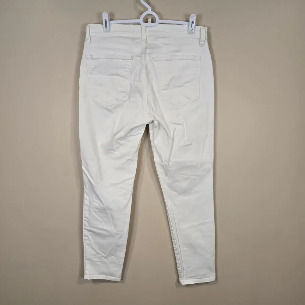 Women's Lucky Brand Ava Crop White Denim Jeans | Size 10/30